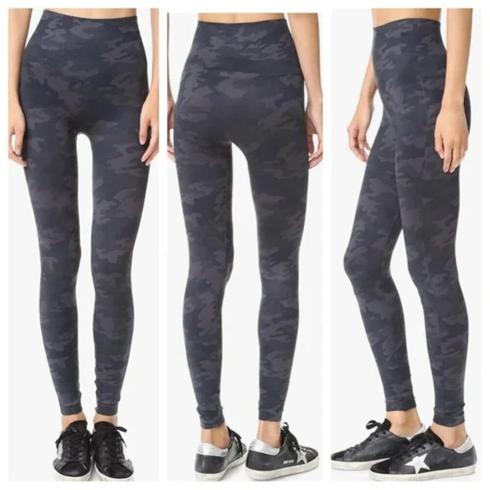 SPANX Faux Leather Camo Leggings Size M
